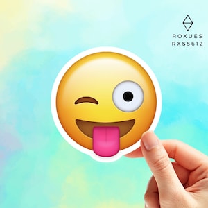 Tongue Out Emoji Sticker, Emoji Faces, Cool Stickers, Whatsapp Emojis, Stickers for Laptop, MacBook Pro Stickers, Waterbottle Stickers image 1