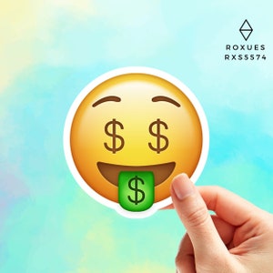 Money Emoji  Sticker, Emoji Faces, Cool Stickers, Whatsapp Emojis, Stickers for Laptop, MacBook Pro Stickers, Waterbottle Stickers