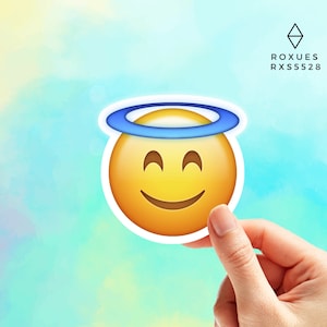 Angel Emoji  Sticker, Emoji Faces, Cool Stickers, Whatsapp Emojis, Stickers for Laptop, MacBook Pro Stickers, Waterbottle Stickers