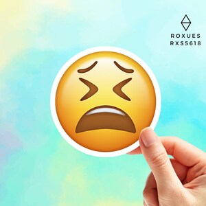 Weary Emoji Sticker, Emoji Faces, Cool Stickers, Whatsapp Emojis, Stickers for Laptop, MacBook Pro Stickers, Waterbottle Stickers