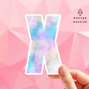 Letter &quot;X&quot; Watercolor Sticker, Water Bottle Sticker, Laptop Sticker, Name Stickers, Letter Sticker, MacBook Stickers, Macbook Decal