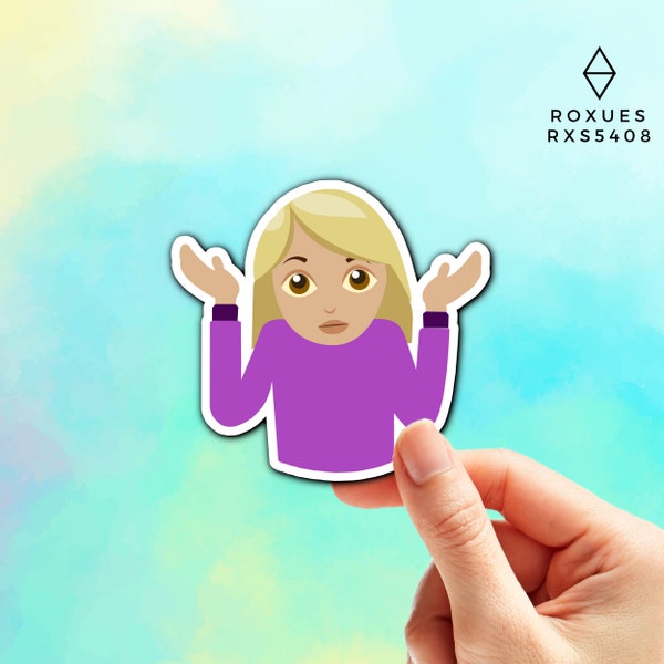 Shrug Girl Emoji Sticker, Emoji Faces, Cool Stickers, Whatsapp Emojis, Stickers for Laptop, MacBook Pro Stickers, Waterbottle Stickers