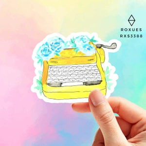 Vintage typewriter sticker, vintage sticker, typewriter sticker, water bottle decal, laptop sticker