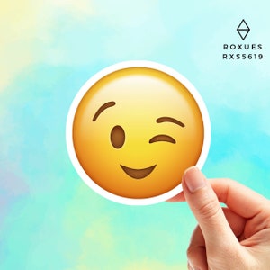 Wink Emoji Sticker, Emoji Faces, Cool Stickers, Whatsapp Emojis, Stickers for Laptop, MacBook Pro Stickers, Waterbottle Stickers
