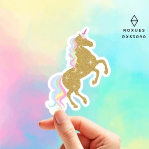 Rainbow Unicorn Printed Glitter Effect Sticker Rainbow Sticker Cute Magical Unicorn Vinyl Sticker Decal