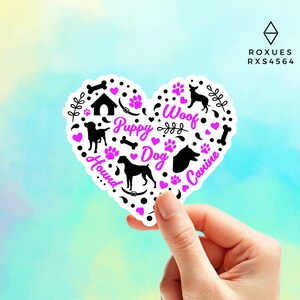 Dog Love, dog mom vinyl sticker, dog sticker, laptop decal, macbook decal, dog lover sticker