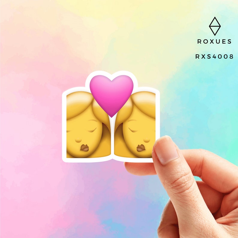Two Women Kiss Emoji Sticker Emoji Faces Cool Stickers Etsy