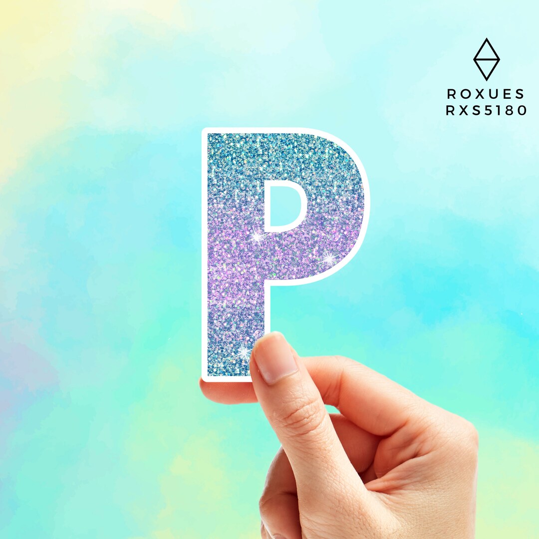 Printed Glitter Effect Letter P Sticker Water Bottle Sticker Etsy