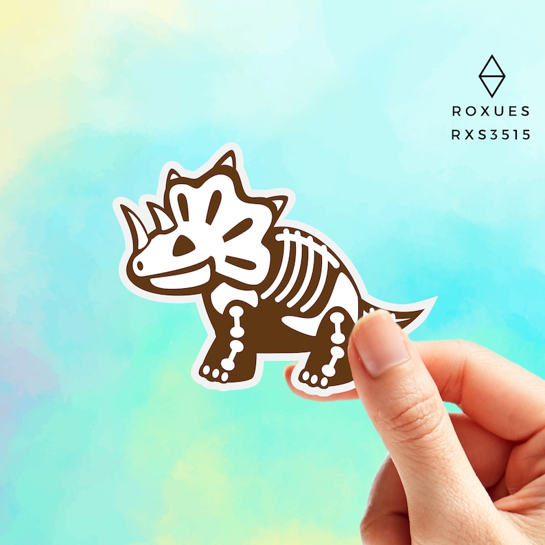 Triceratops Skeleton Sticker Dinosaur Sticker Cute Dinosaurs | Etsy