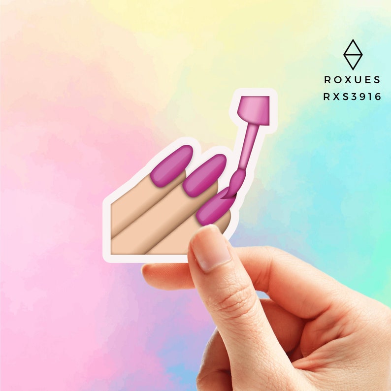 Pink Nail Polish Emoji Sticker Emoji Faces Cool Stickers Etsy