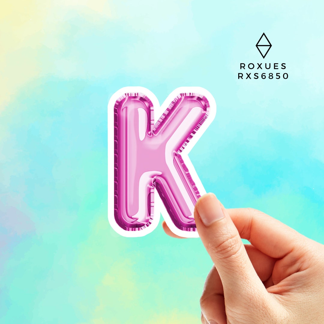 Foil Balloon Letter K Sticker, Water Bottle Sticker, Laptop Sticker