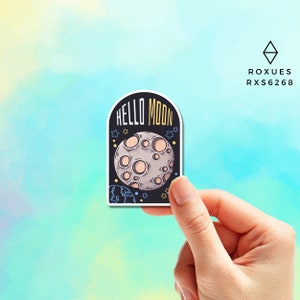 Hello Moon Space Sticker, Nasa Sticker Solar System Sticker Planets space galaxy Vinyl Decal Macbook Sticker Space Sticker