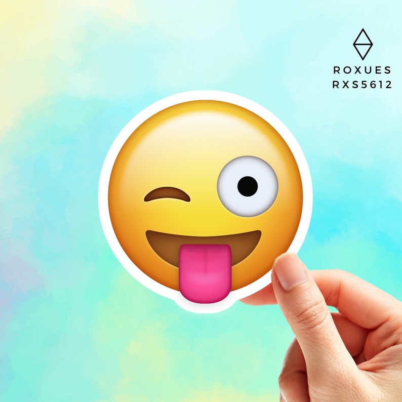 Tongue Out Emoji Sticker, Emoji Faces, Cool Stickers, Whatsapp Emojis, Stickers for Laptop, MacBook Pro Stickers, Waterbottle Stickers image 1