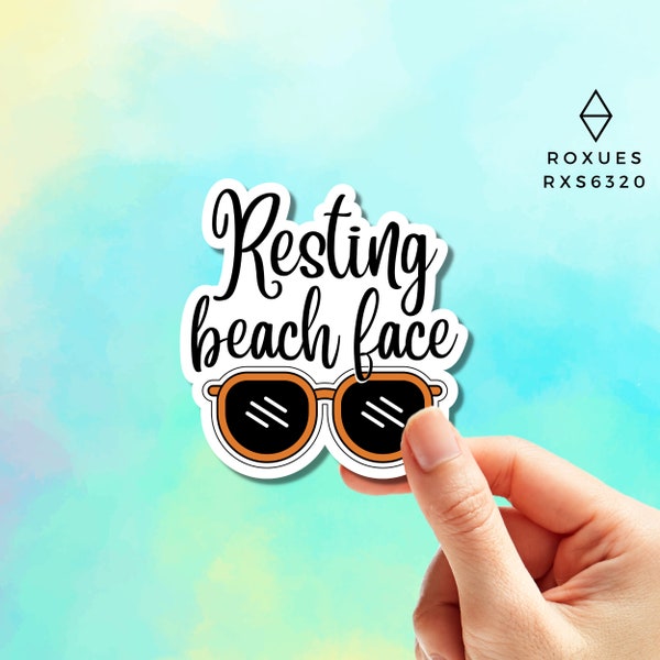 Resting Beach Face Sticker, Cool Stickers, Phrases Stickers, Stickers for Laptop, MacBook Pro Stickers, Waterbottle Stickers, Roxues