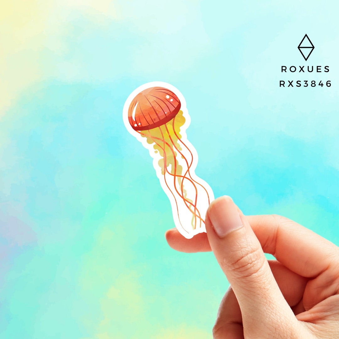 Jellyfish Sticker Cute Sticker Watercolor Jellyfish Etsy