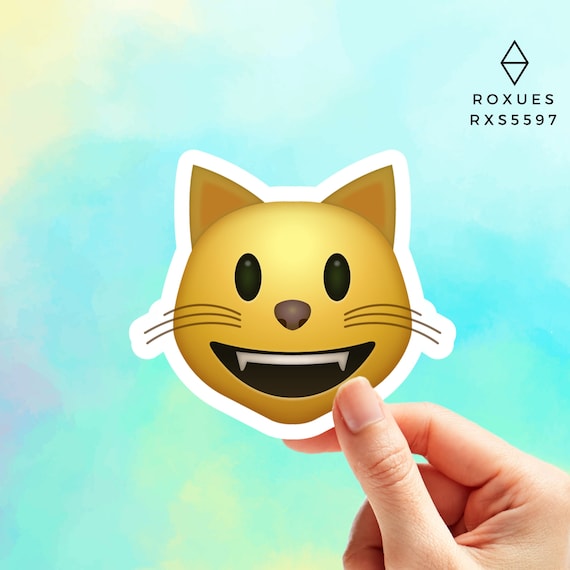 Smiling Cat Emoji Sticker Emoji Faces Cool Stickers Etsy