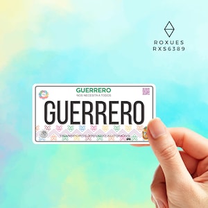 Guerrero, Mexican States Plates Sticker, Mexican Sticker, Mexico Sticker, Mexican Proud, Water Bottle Sticker, Macbook Decal Laptop Sticker