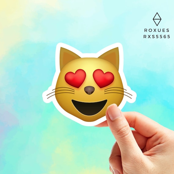 Heart Eyes Cat Emoji Sticker Emoji Faces Cool Stickers Etsy