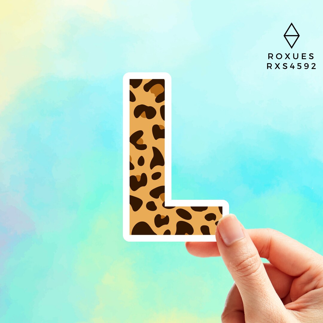 Leopard Print Letter L Sticker, Water Bottle Sticker, Laptop Sticker ...