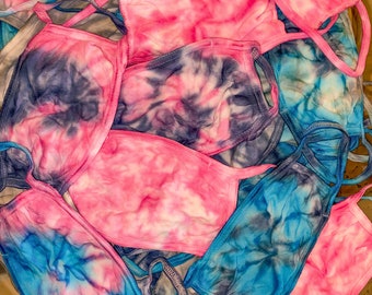 tie dye spiral face mask | Cotton Face Mask | Washable | Handmade | Reusable | Adjustable | 3 Layered Cotton Face Covering | Made in USA