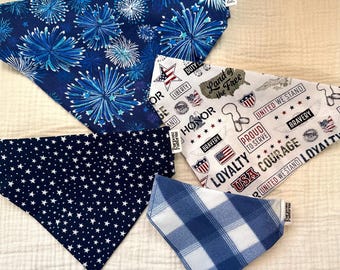 patriotic pet bandana  |  4th of july  |  100% cotton  |  washable  |  pet accessories  |  handmade in USA  |  purpose patterns