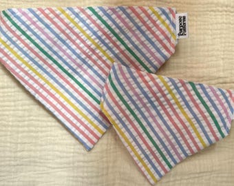 rainbow stripes pet bandana  |  100% cotton  |  washable  |  pet accessories  |  handmade in USA  |  purpose patterns