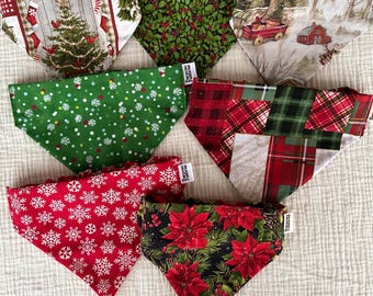 christmas pet bandana |  100% cotton  |  washable  |  pet accessories  |  handmade in USA  |  purpose patterns