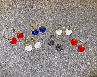 shimmer heart earrings | Dainty | Heart Hoop Earrings | 14K Gold Plated Earrings | Jewelry | Huggie Earrings | Handmade | Made in USA