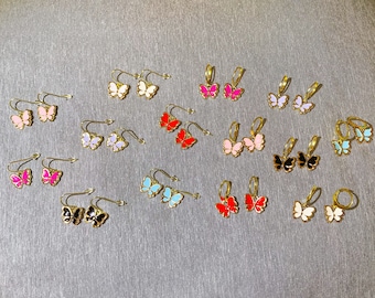 butterfly earrings | 14K gold plated earrings | butterfly hoop earrings | dainty | jewelry | huggie Earrings | handmade | made in USA | gift