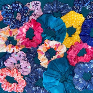 scrunchies | cotton scrunchies | hair ties | made in USA | hair elastics | pink scrunchies | handmade scrunchies | gift | accessories