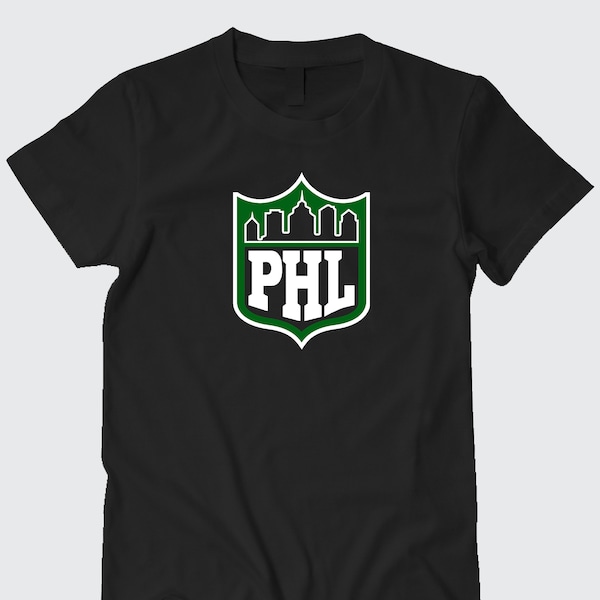 PHL CITY SKYLINE | Philadelphia Football themed Soft Ringspun Pre-shrunk Cotton T-Shirt