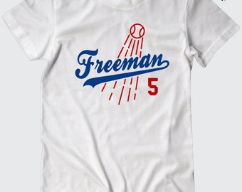 HOFSM.COM Hall of Fame Sports Memorabilia NWT New Freeman #5 Atlanta Blue Custom Baseball T-Shirt Jersey No Logos Mens HOFSM.COM Hall of Fame Sports Memorabilia NWT New Freeman #5 Atlanta Blue Custom Baseball T-Shirt Jersey No Logos Mens