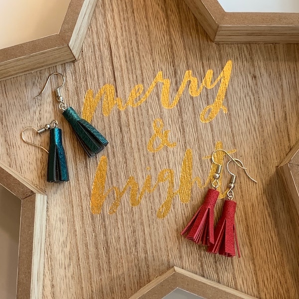 Faux Leather Tassel Earrings