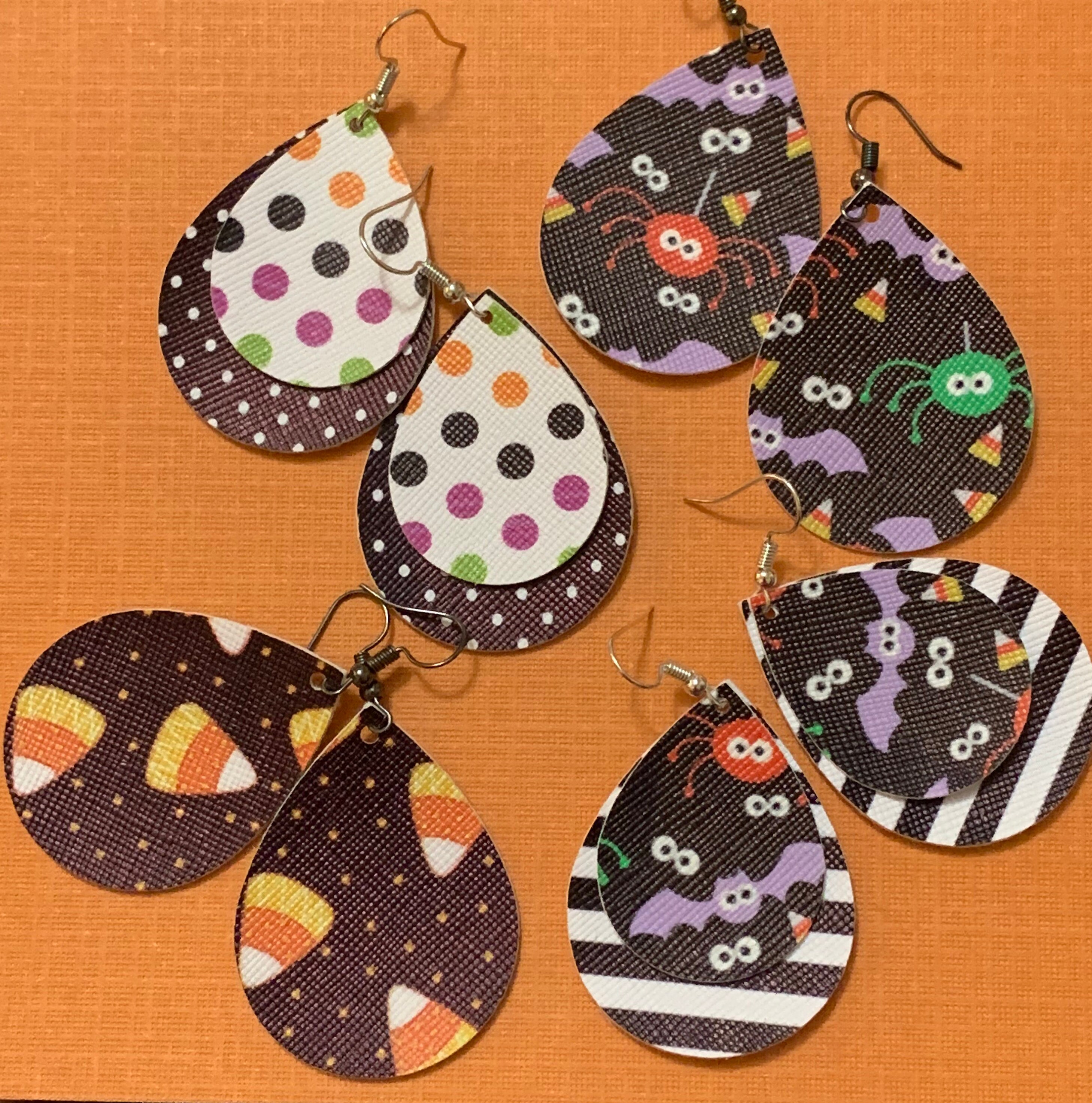 Festive Halloween Faux Leather Earrings - Etsy