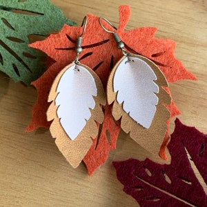 Faux Suede Double Leaf Shaped Earrings