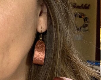 Faux Leather Folded Hoops