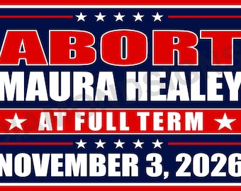 Imán ABORT MAURA HEALEY 2026 de 5" x 3" para coche, nevera o furgoneta