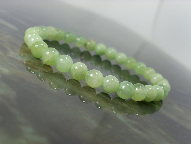 6MM Ball Beaded Bracelet Green Jade Max 45% Finally resale start OFF Gift For Gemstone Him Her