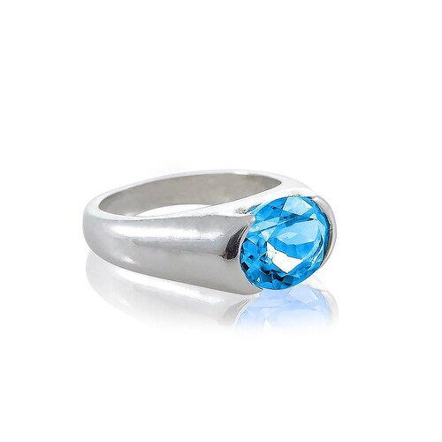 925 Sterling Silver Gemstone Ring Amethyst, Blue Topaz, & Citrine. Anniversary, Birthday,Wedding Valentine's Day Gift For Him Christmas shops Day