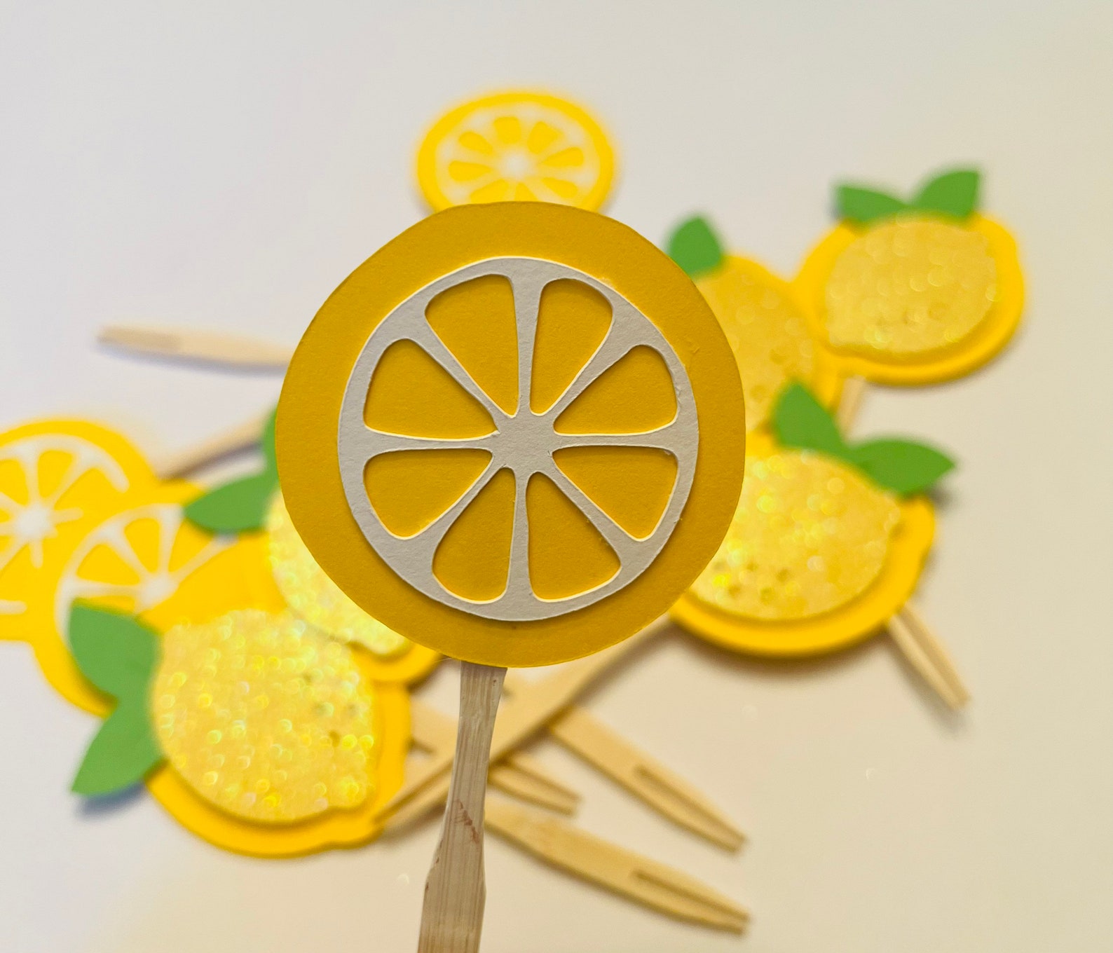 Lemon Cupcake Toppers Citrus Party Theme Birthday Baby Etsy