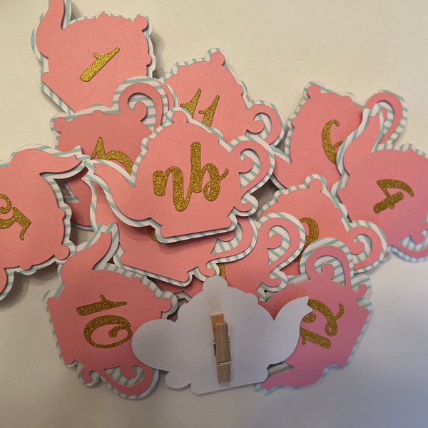 Tea Party Birthday - 1st Birthday photo garland- Lets Partea - Tea  for One