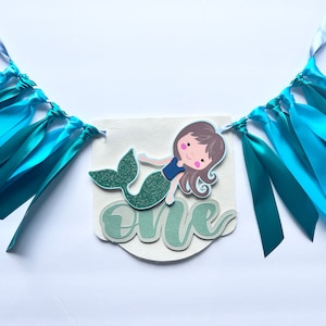 MERMAID Birthday Mermaid High Chair Banner Mermaid First Birthday Mermaid One
