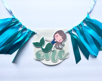 MERMAID Birthday Mermaid High Chair Banner Mermaid First Birthday Mermaid One