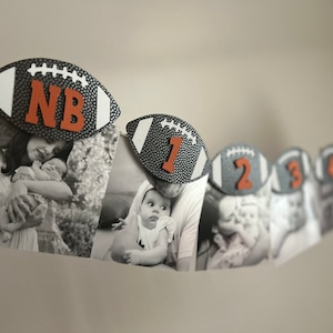 Football Birthday - Football 1st Birthday- Milestone photo garland