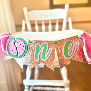 Watermelon Birthday High Chair Banner - 1st birthday- One in a melon Birthday