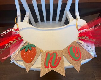 Strawberry Verjaardag Kinderstoel Banner | 1e verjaardag | Berry Sweet Thema