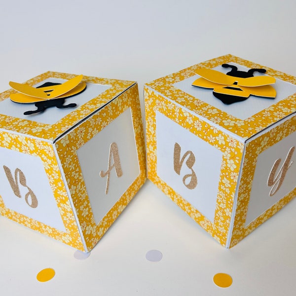 MAMA TO BEE baby shower centerpieces decor Honey Bee baby shower cube box 5”