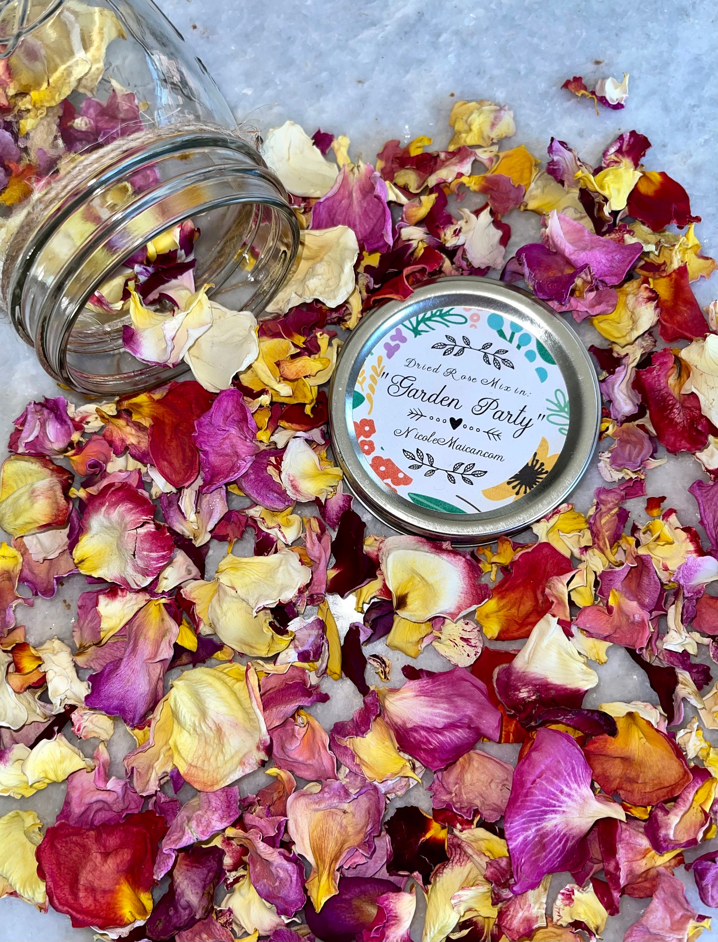 Dried rose petals in a mason jar. Perfect for weddings Etsy