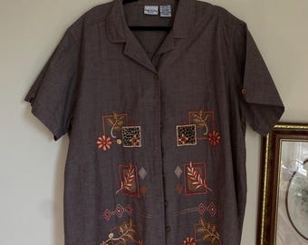 Vintage Patchwork Button-Up Top
