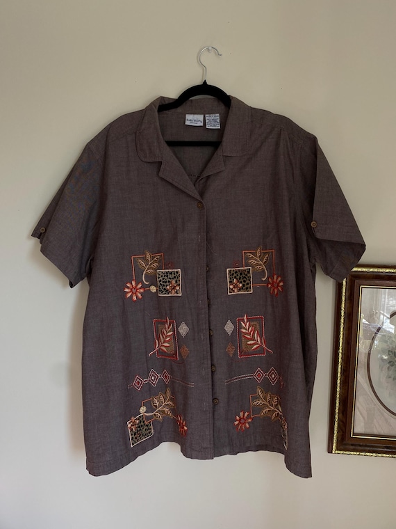 Vintage Patchwork Button-Up Top - image 1